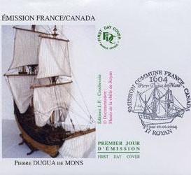 Timbre commémoratif représentant Dugua de Mons